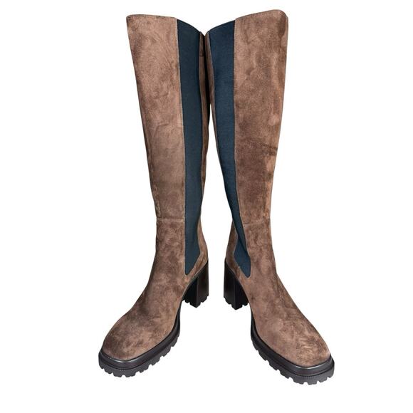 NEW Steve Madden Brown Suede Tall Platform Block Heel Boots sz 11 - Picture 9 of 14